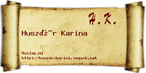 Huszár Karina névjegykártya